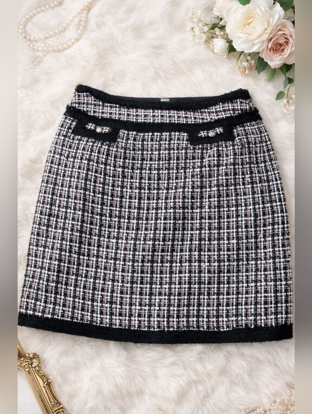White House Black Market Skirt Women’s 6 Lined Silk / Acrylic Tweed A